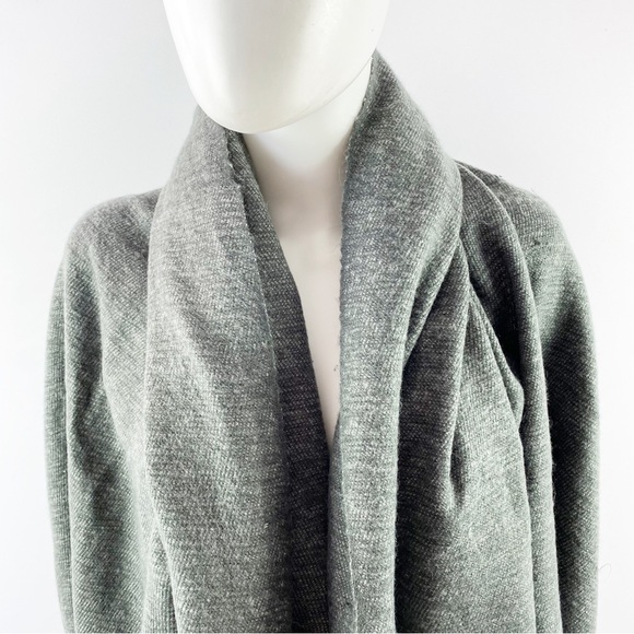 West Elm Dark Gray Fringe Scarf Shawl 44" x 56" Rectangle - Picture 6 of 7